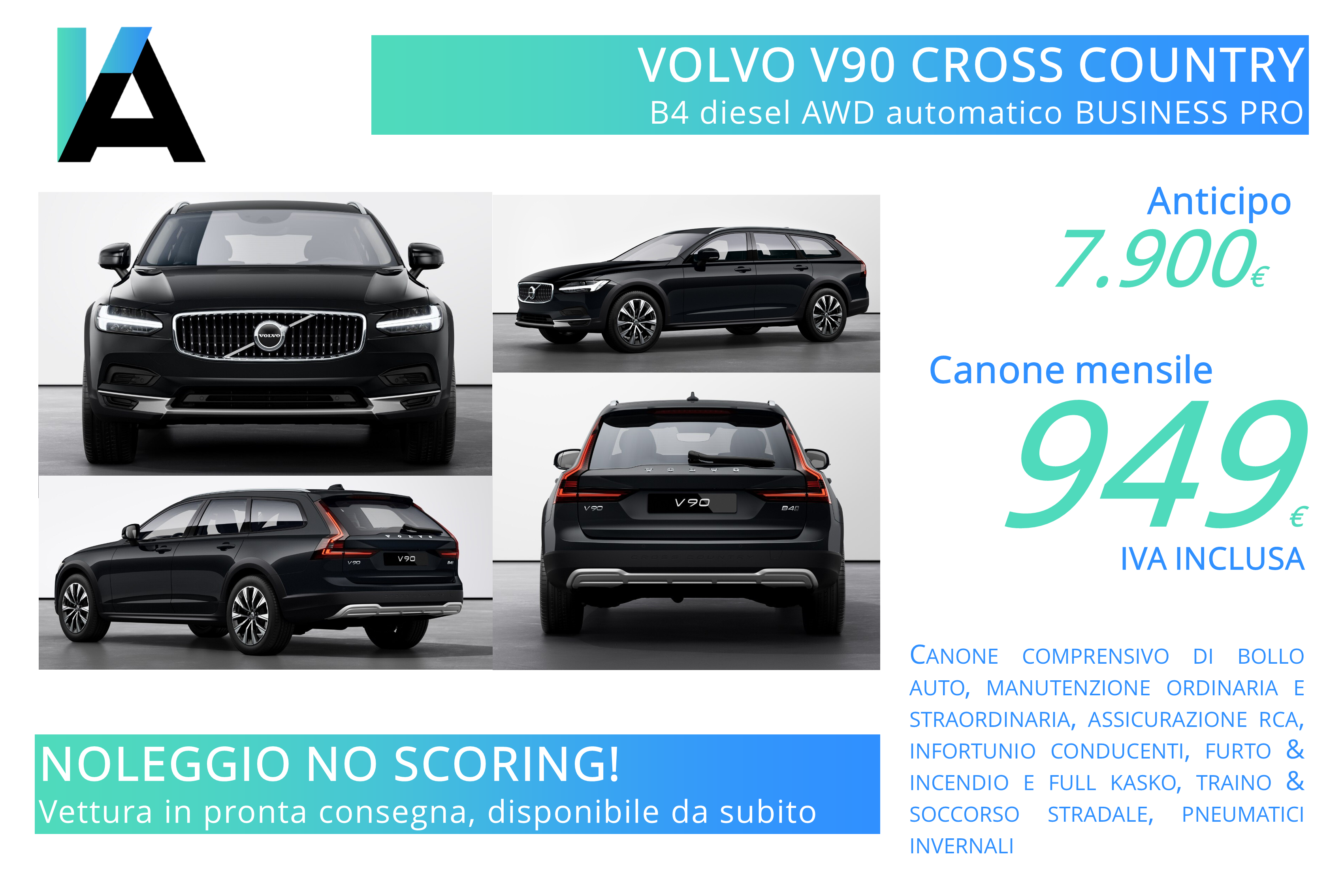 Volvo V90 Cross Country noleggio pronta consegna no scoring