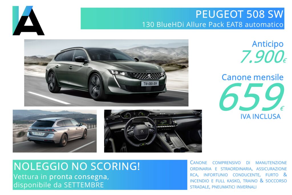 Peugeot 508 SW 659 euro. Noleggio lungo termine. Anche per segnalati in CRIF. No scoring. Vettura in pronta consegna